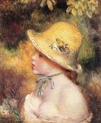 Pierre Renoir Young Girl in a Straw Hat oil painting
